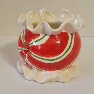 Burton & Burton Christmas Ceramic Peppermint Swirl Planter/Candy Dish